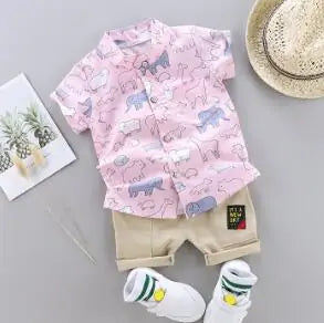 Cartoon Print Toddler Boy Set: Shirt + Pants