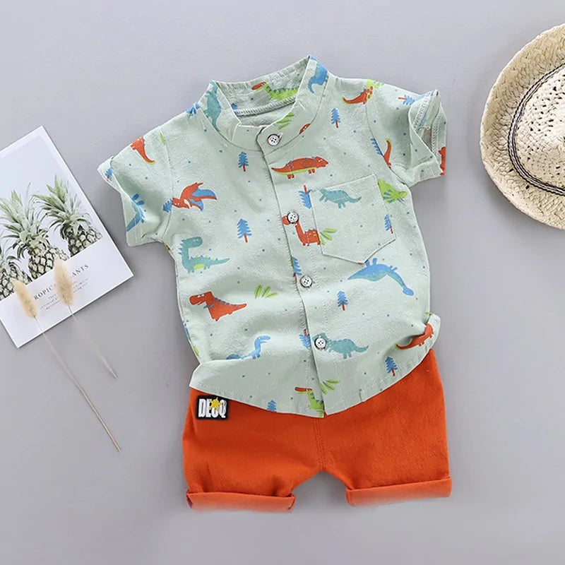 Cartoon Print Toddler Boy Set: Shirt + Pants